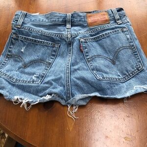 Levi's Blue Jean wedge Shorts Distressed Cut-Off Style size 26- hard to find